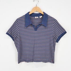 Levi's Women's Bonnie Shrunken Cropped Polo Stripe Top Size XL